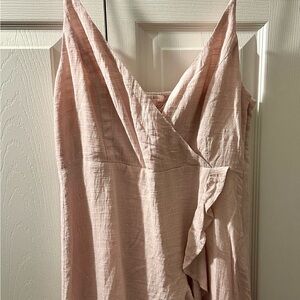 Pink Linen Wrap Dress